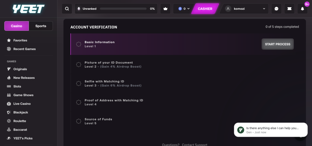 YEET verification