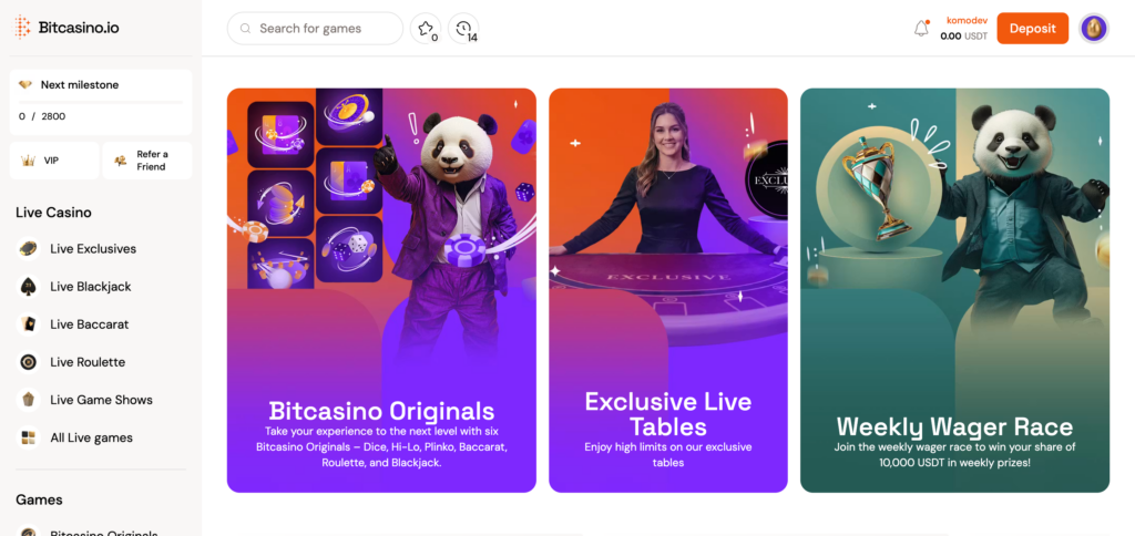 Bitcasino.io home page