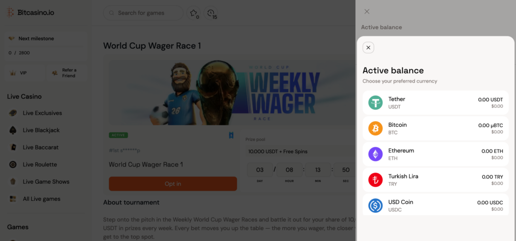 Bitcasino deposit methods