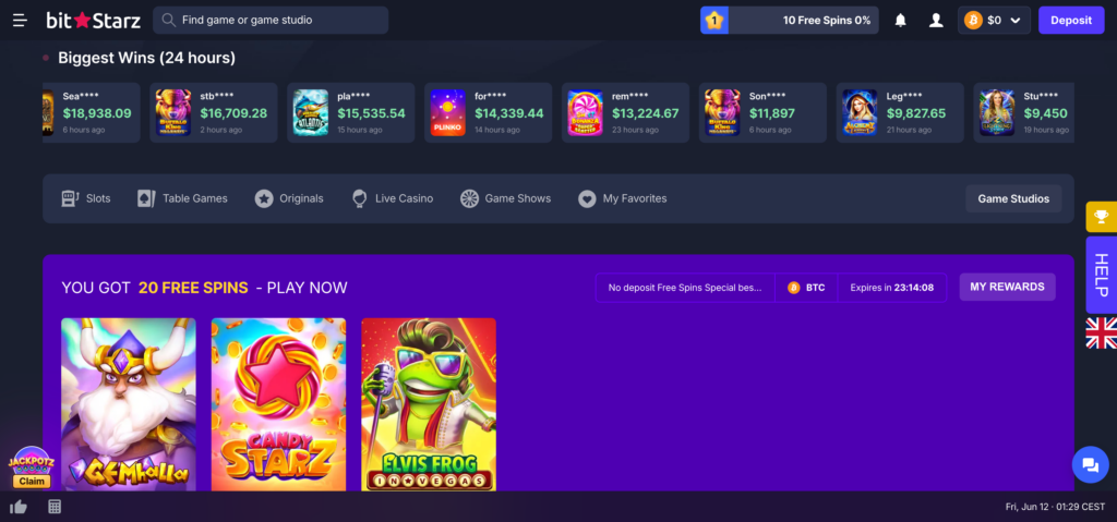 BitStarz home page
