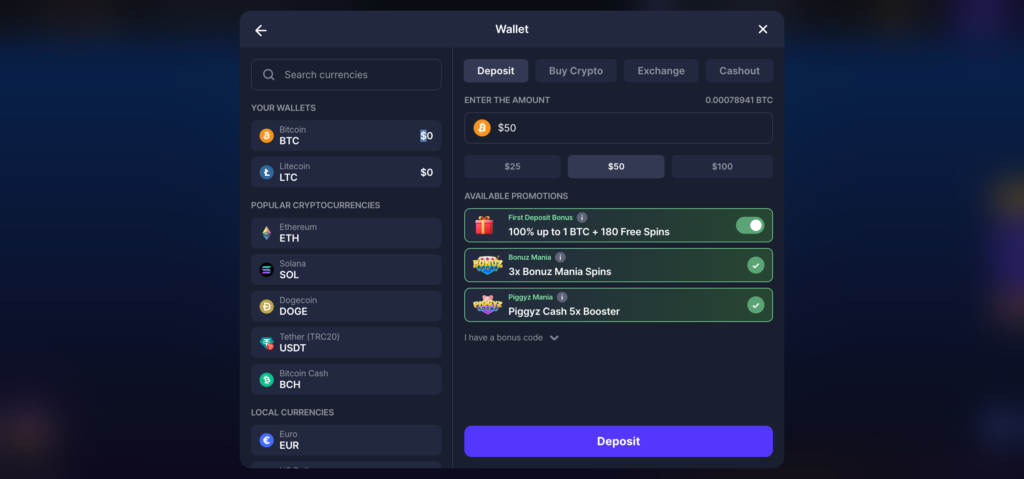Bitstarz deposit methods