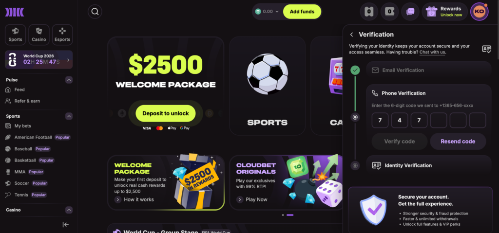 Cloudbet phone verification