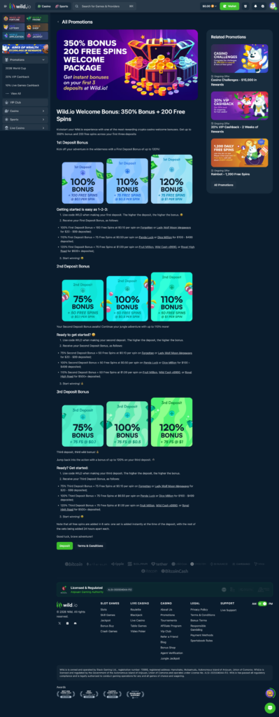 Wild.io welcome bonus 