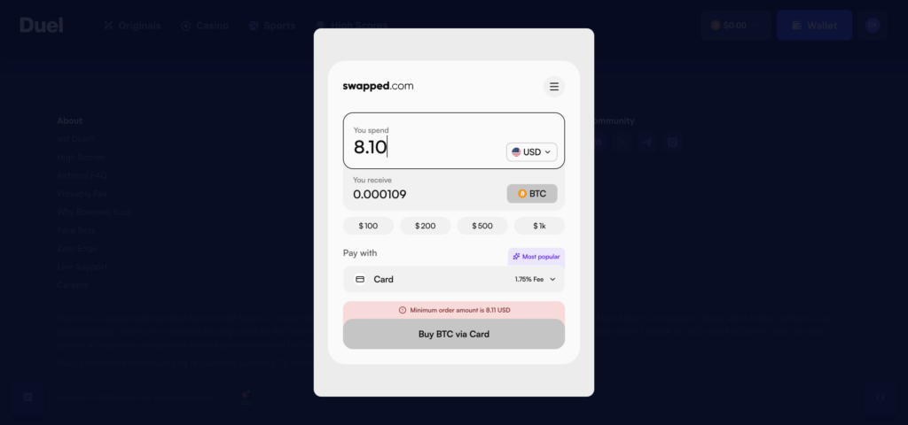 Duel credit card crypto buy