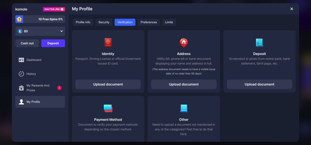 Bitstarz KYC verification
