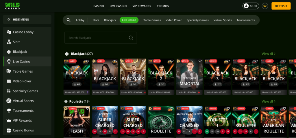 WildCasino live casino