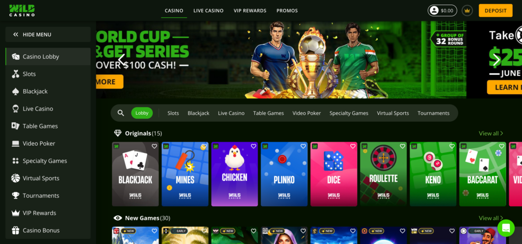 WildCasino home page