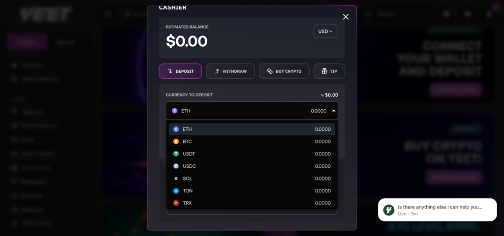 YEET deposit methods