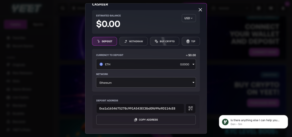 YEET deposit