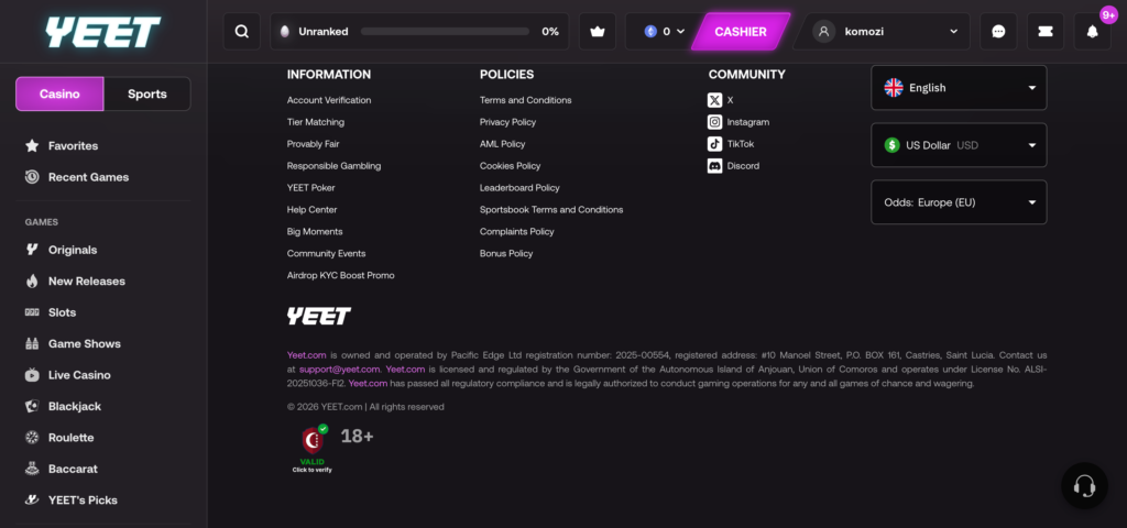 YEET footer