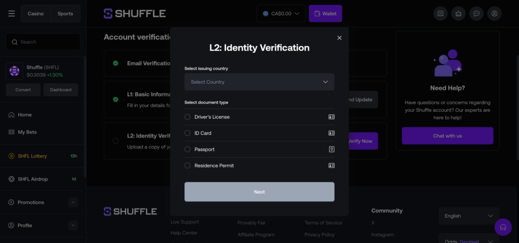 Shuffle KYC