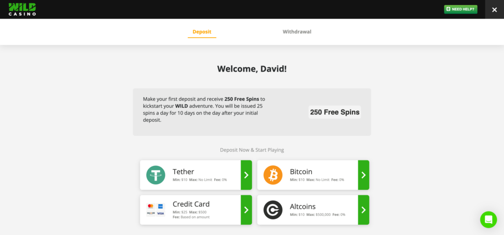 WildCasino deposits