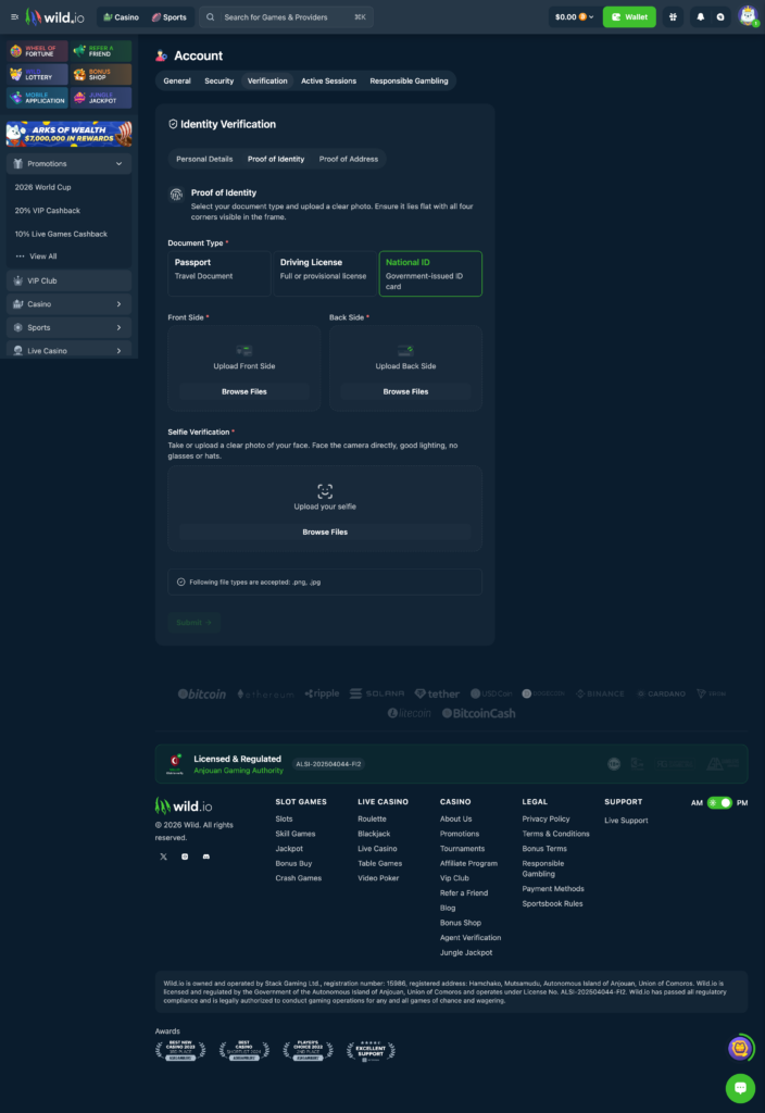 wild.io upload ID documents