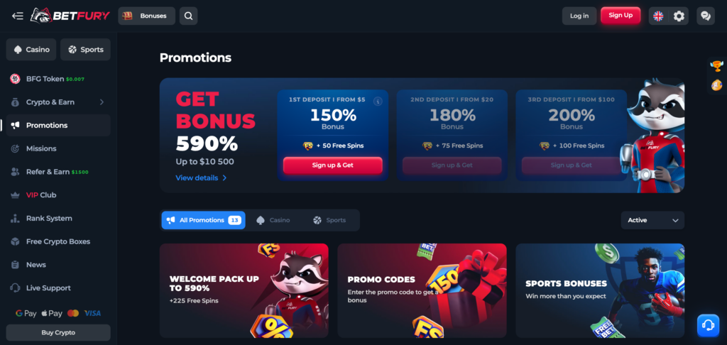 BetFury promotion as seen when testing