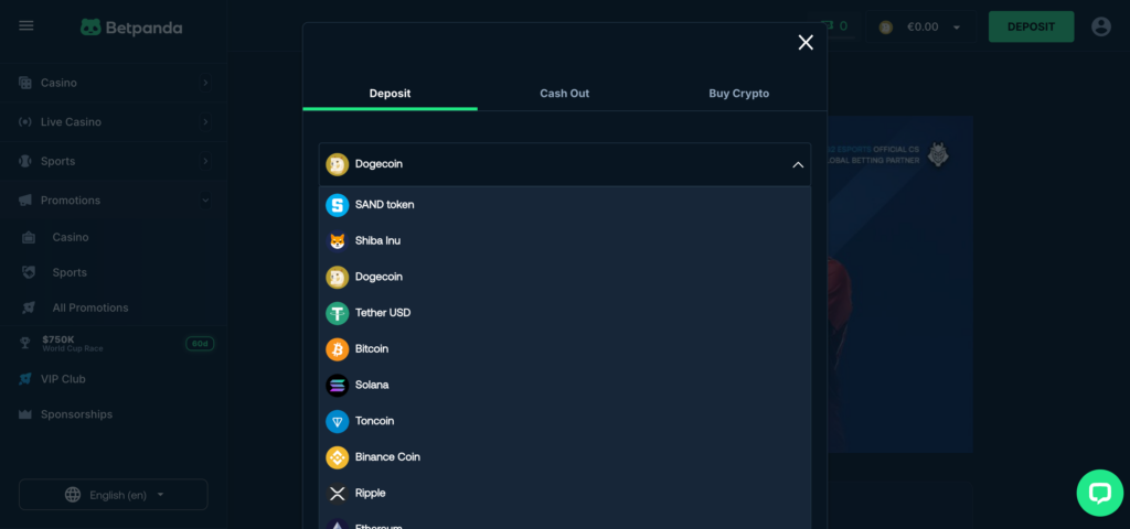BetPanda deposit method
