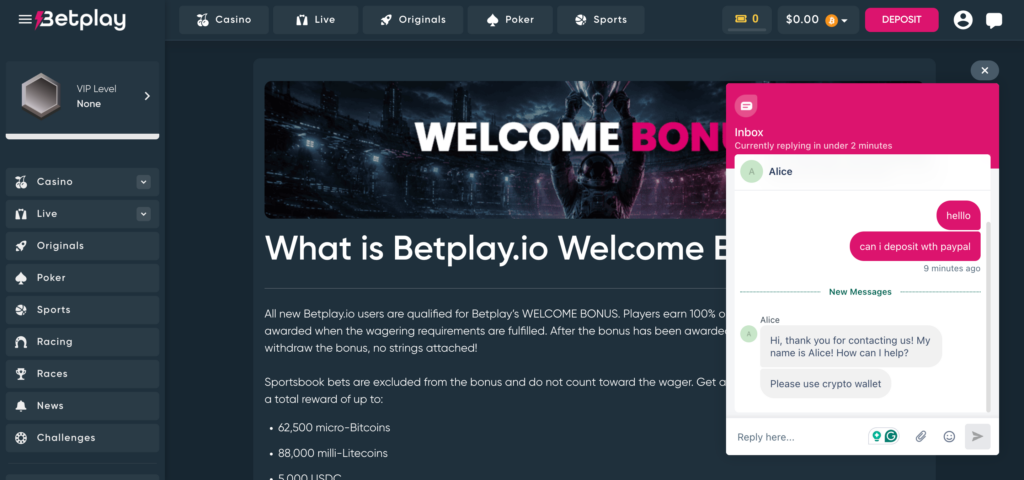 Betplay support chat