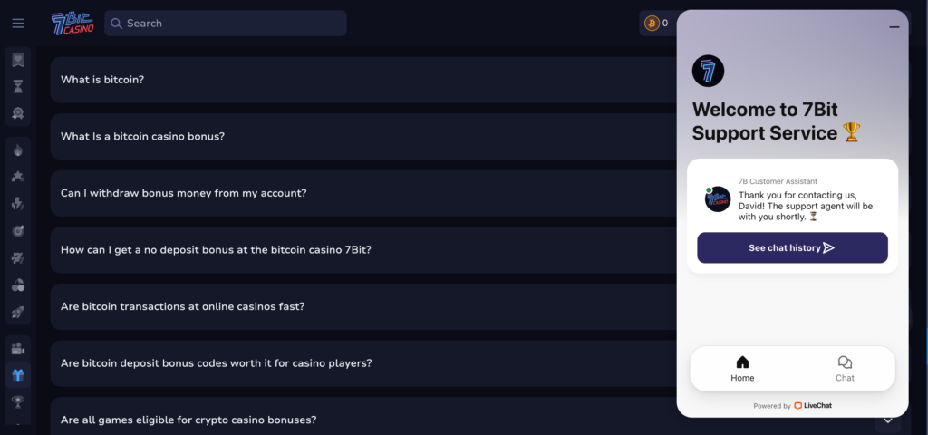 7bitcasino support