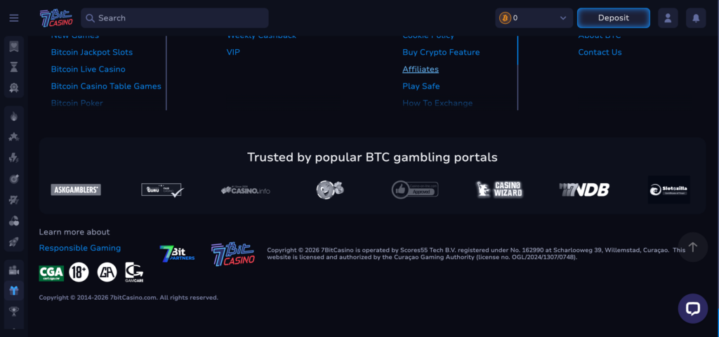 7bitcasino footer