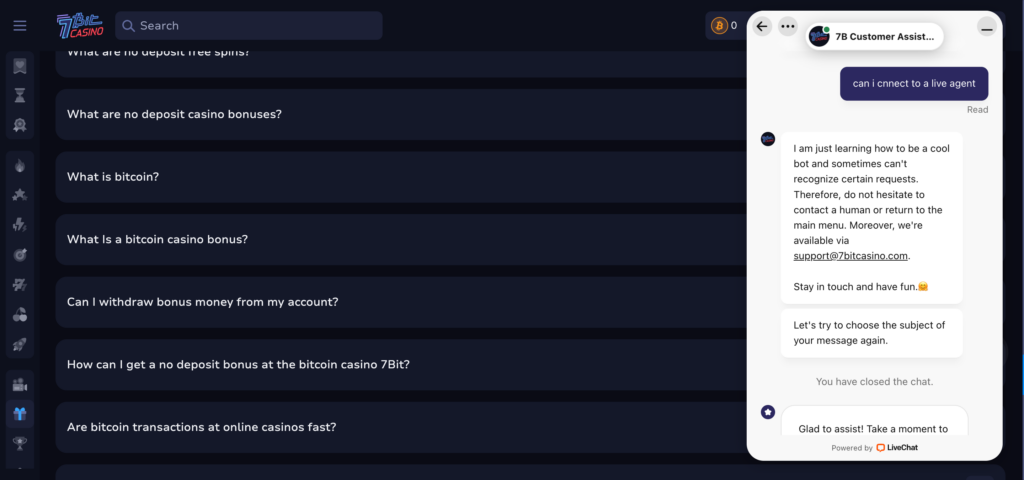 7bitcasino customer support chat