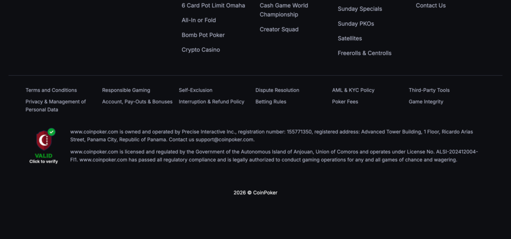 CoinPoker footer