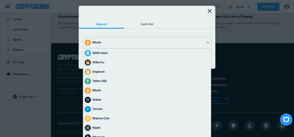 Cryptorino deposit method