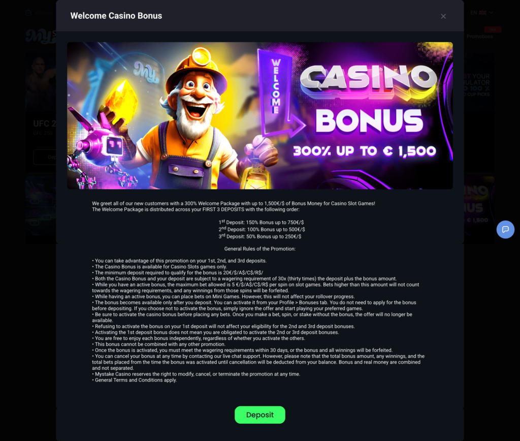 MyStake casino welcome bonus
