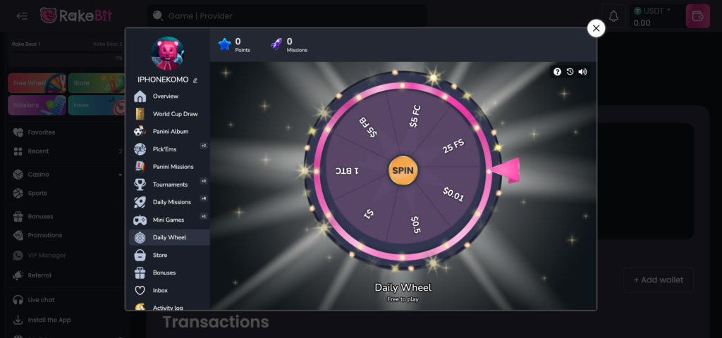 Rakebit free spins