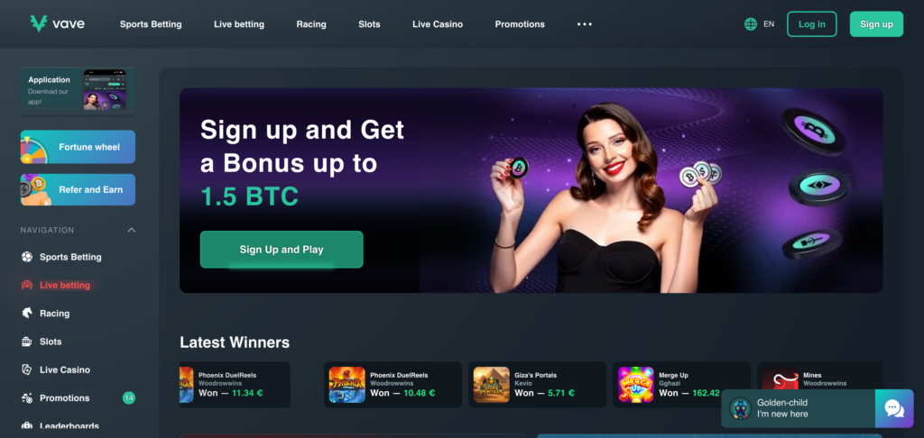 Vave.com home page