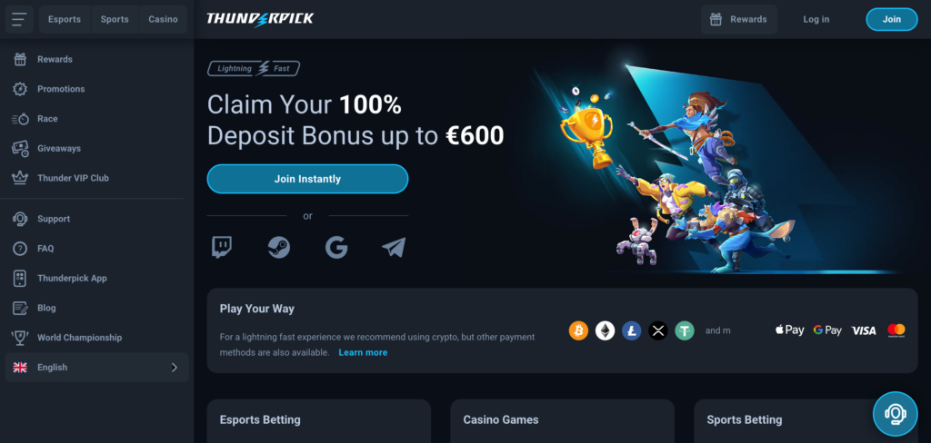 Thunderpick home page
