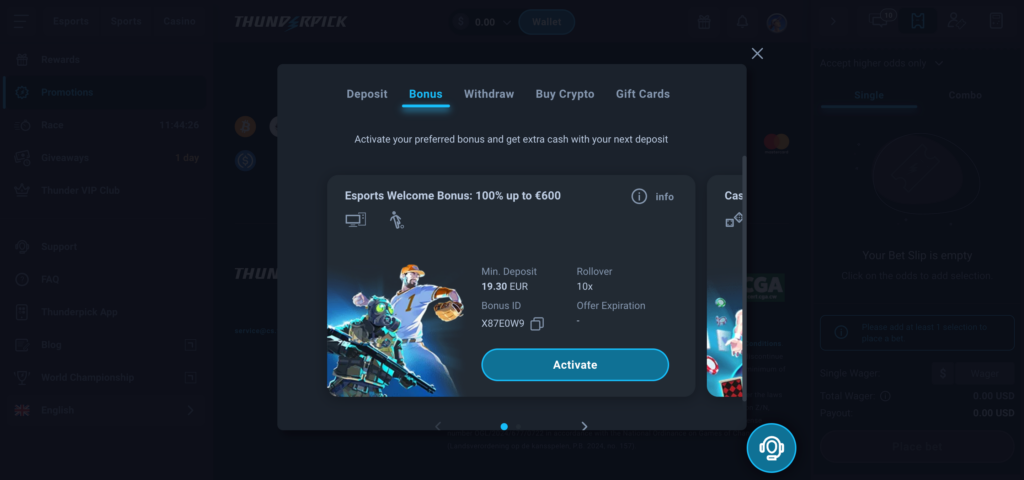 Thunderpick sportbet bonus