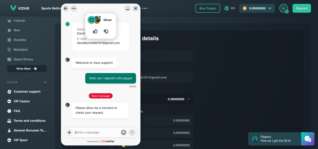 Vave support chat