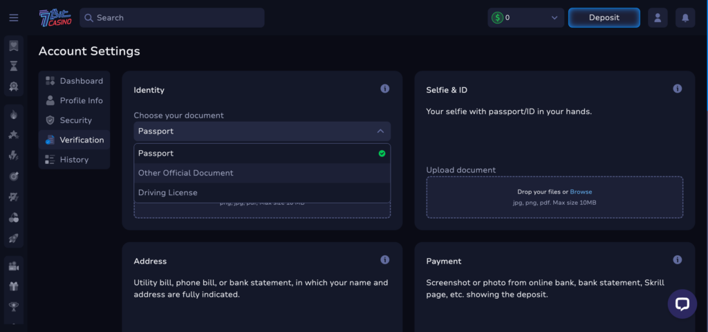 7bitcasino verifications