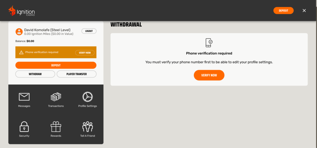 Ignition Casino withdrawal