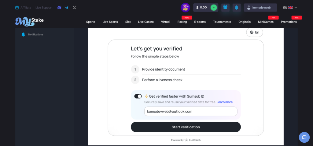 MyStake sumsub verification