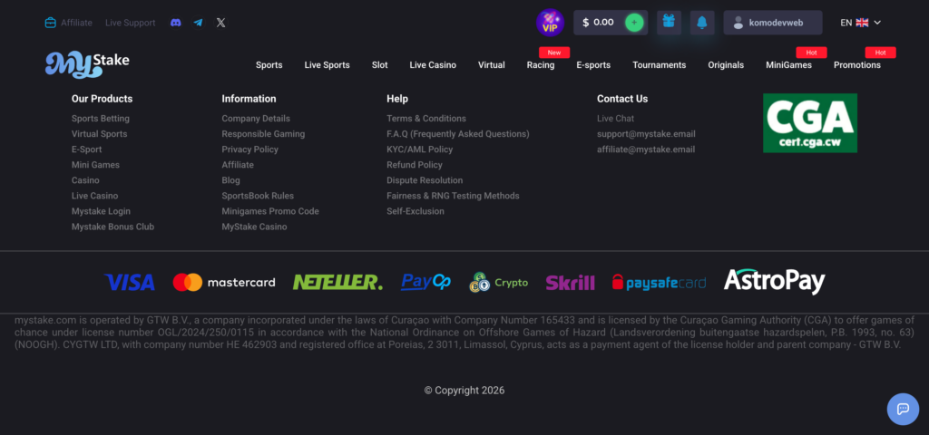 MyStake footer