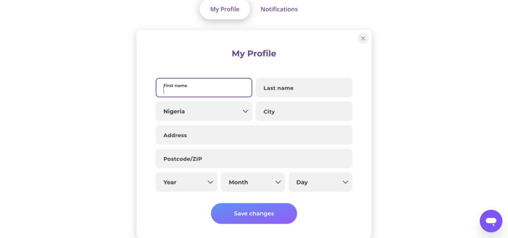 Tsars account input