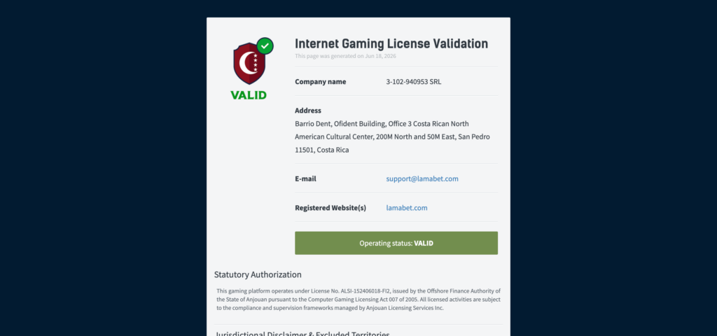 Lamabet license