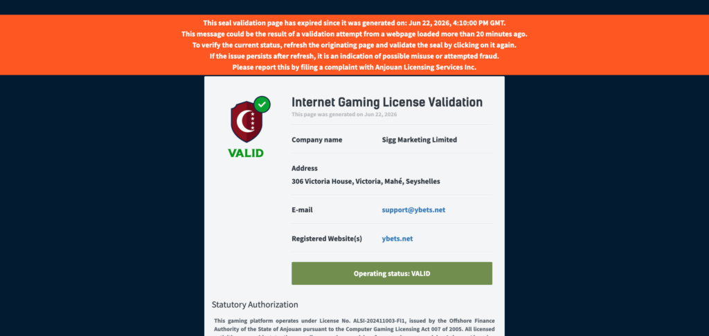 ybets license