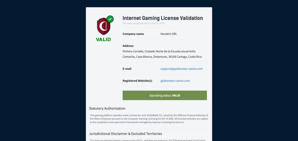Goldenstar license