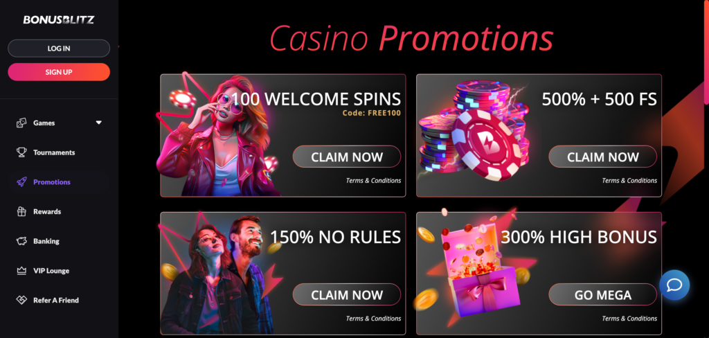 Bonus Blitz promotion as seen when testing