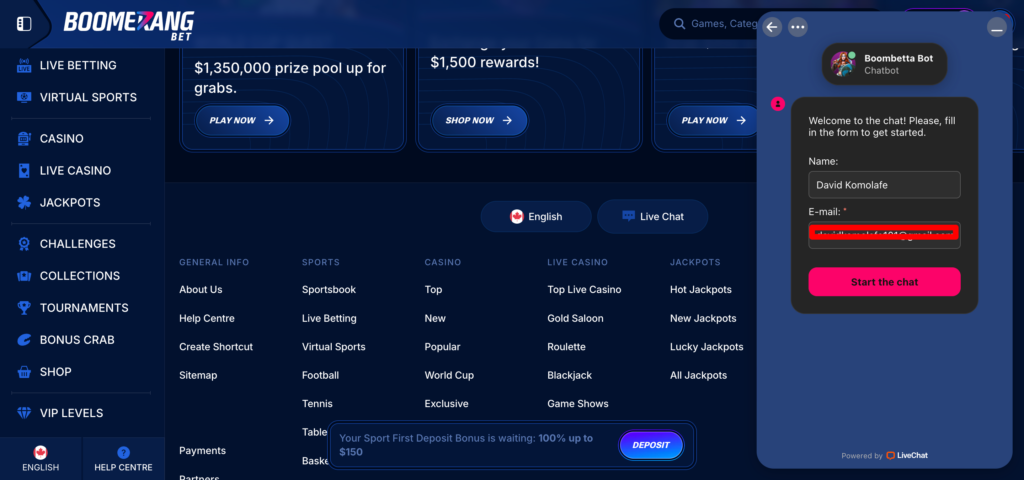 Boomerang Bet support
