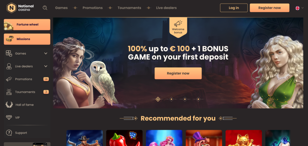 National Casino homepage