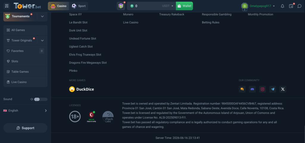 Tower bet license