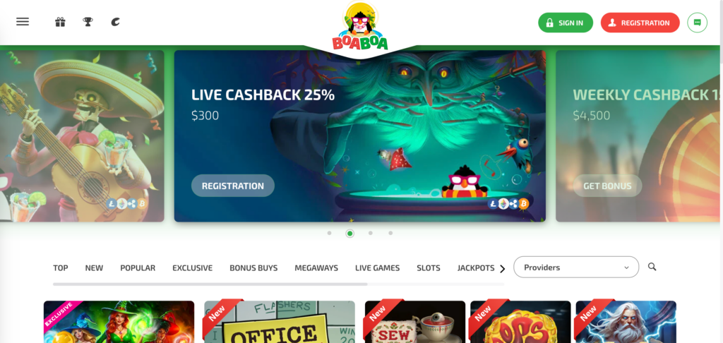 BoaBoa Casino home page