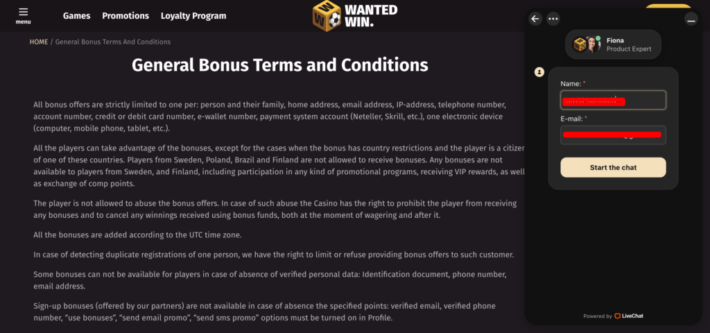 Wanted Win support