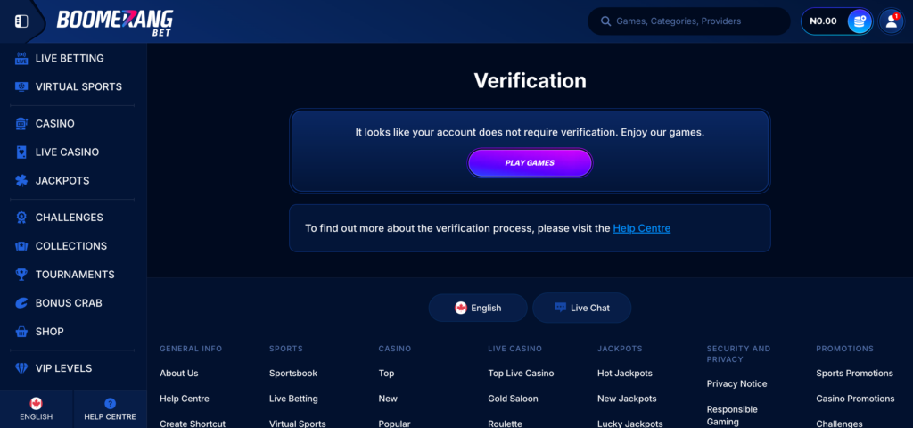 Boomerang Bet KYC