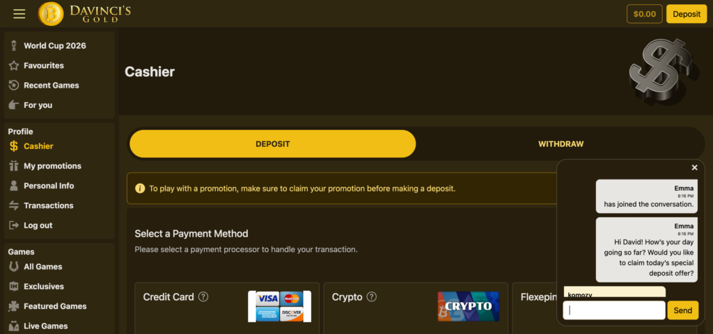DaVinci s Gold support chat
