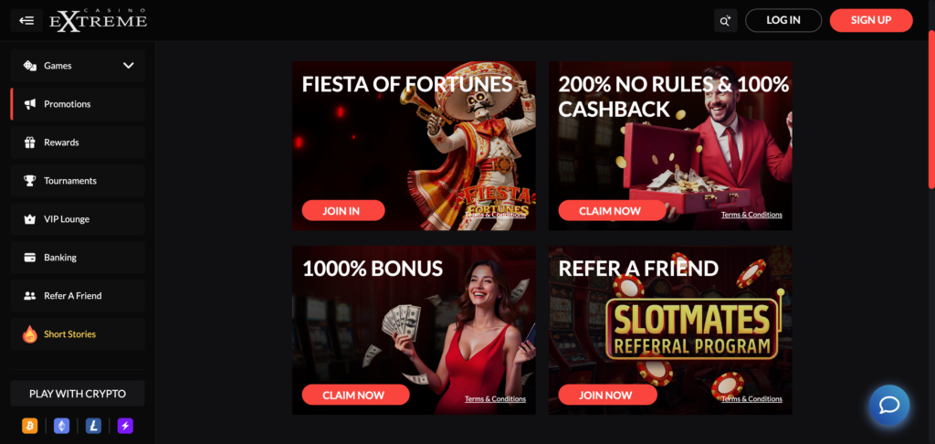 Casino Extreme promotion as seen when testing