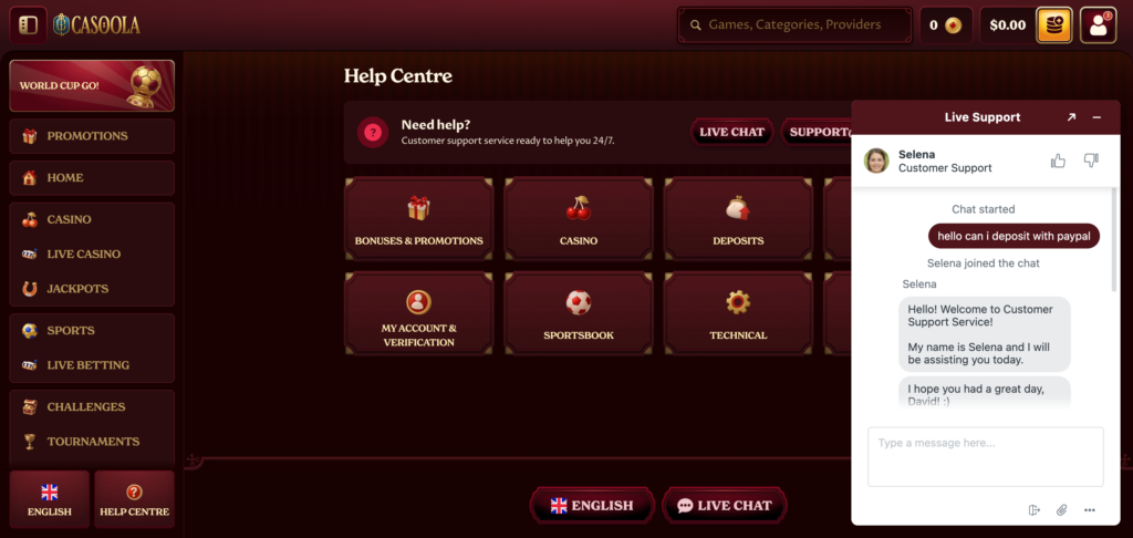 Casoola support chat