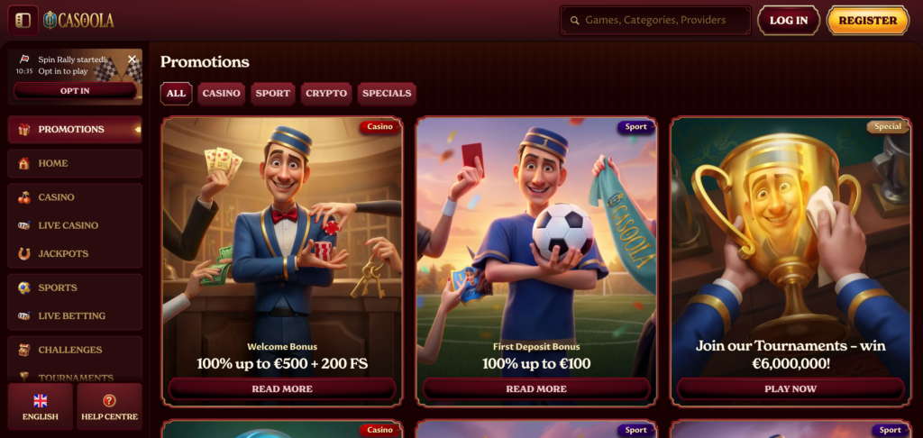 Casoola promotions as seen when testing
